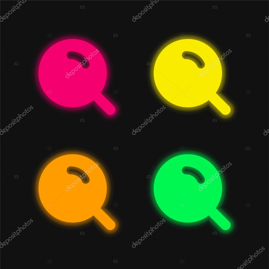 Big Magnifier With Shine four color glowing neon vector icon