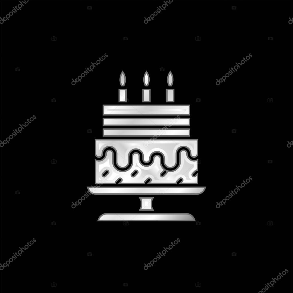Birthday Cake silver plated metallic icon