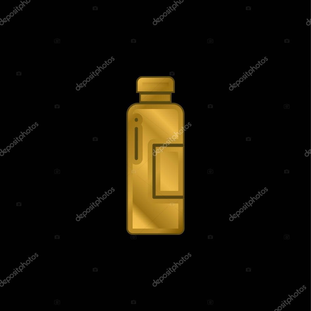 Bottle gold plated metalic icon or logo vector