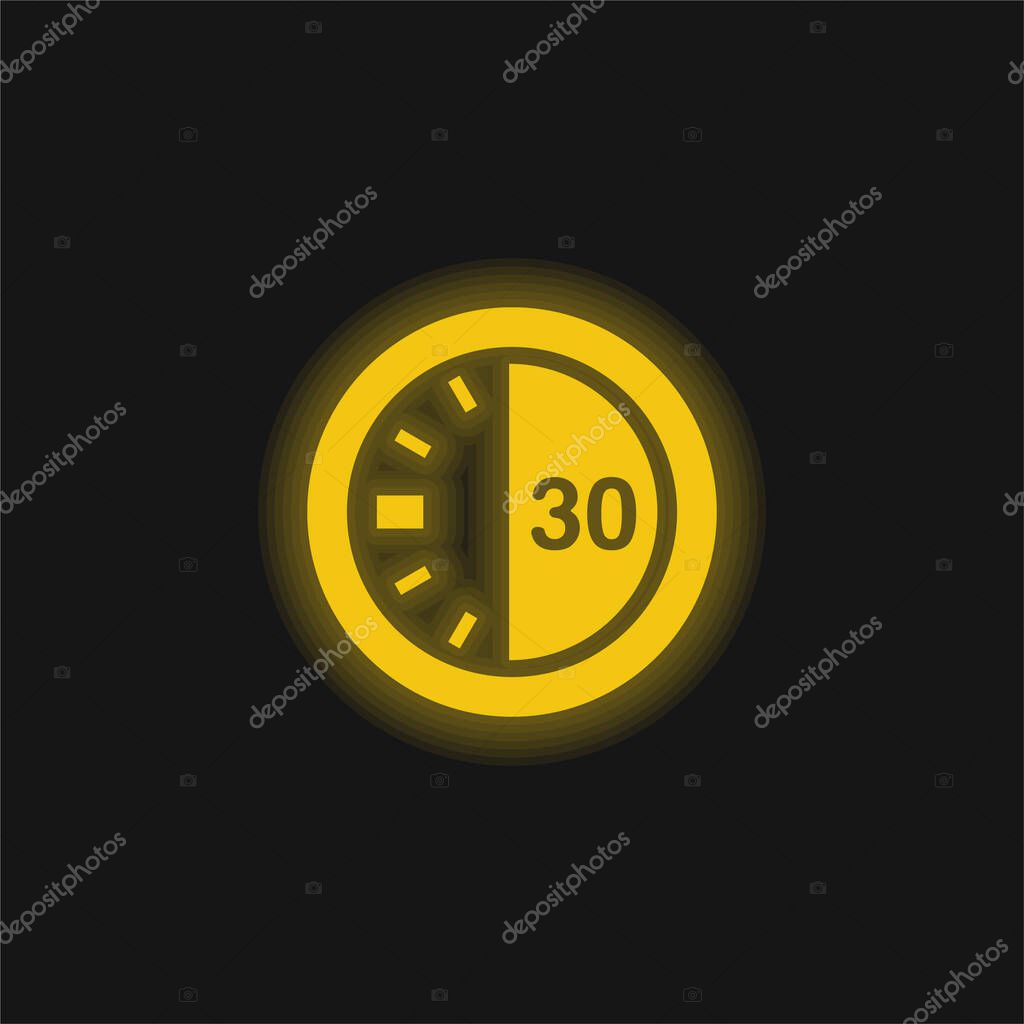 30 Seconds On A Timer yellow glowing neon icon