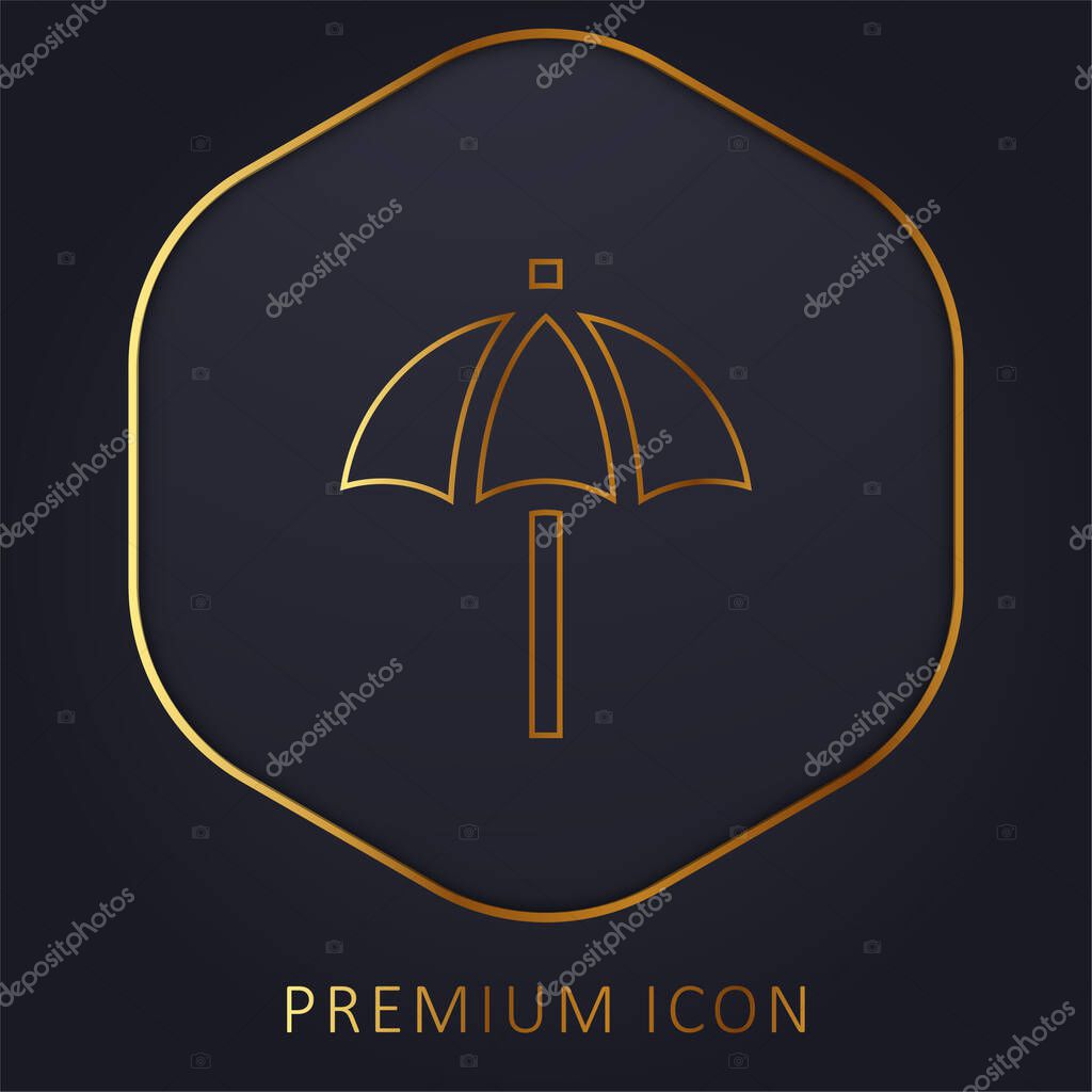 Beach Umbrella golden line premium logo or icon