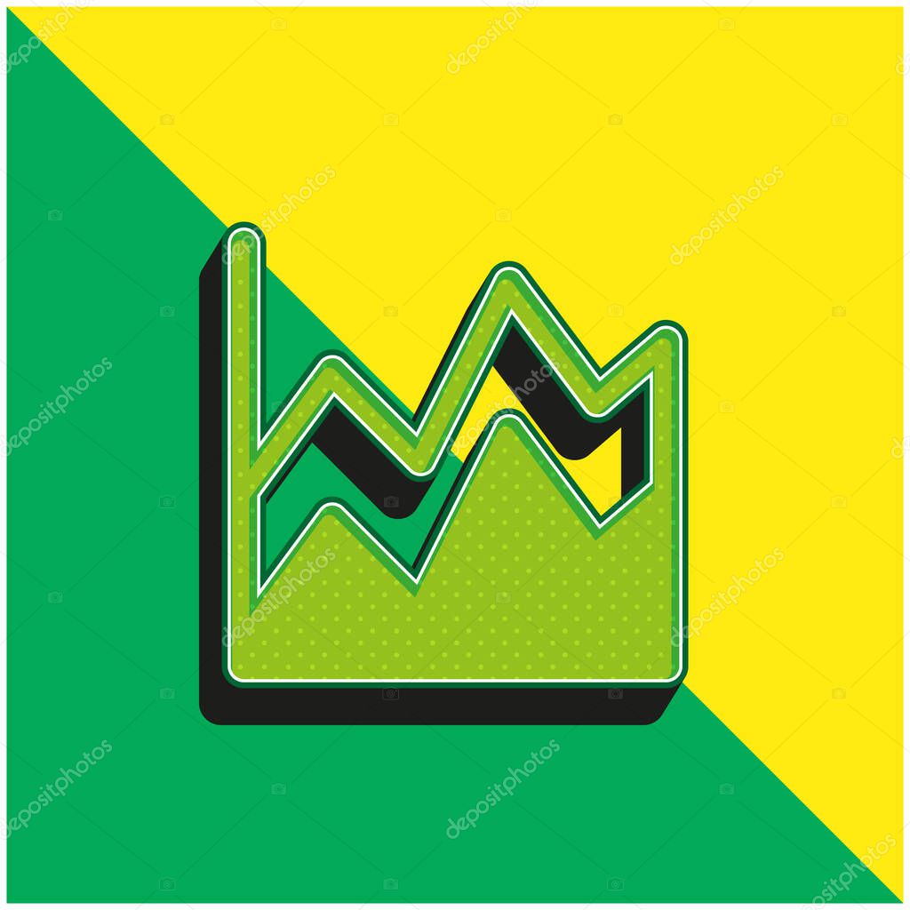 Area Chart Green and yellow modern 3d vector icon logo