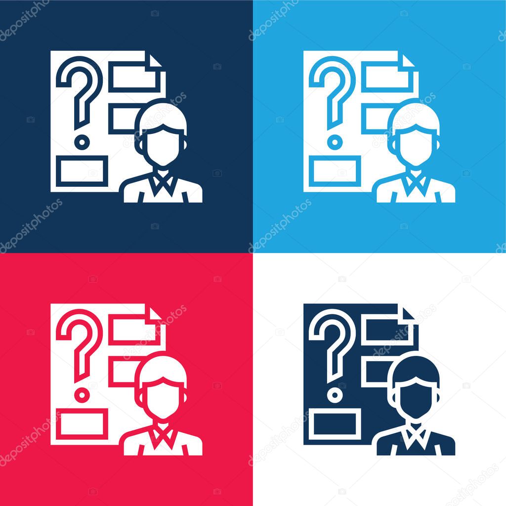 Answer blue and red four color minimal icon set