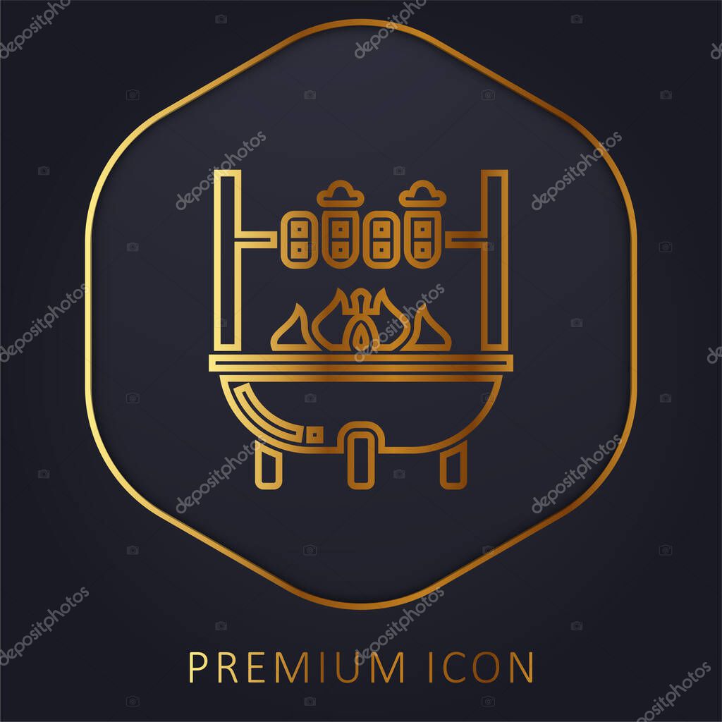 Barbecue golden line premium logo or icon