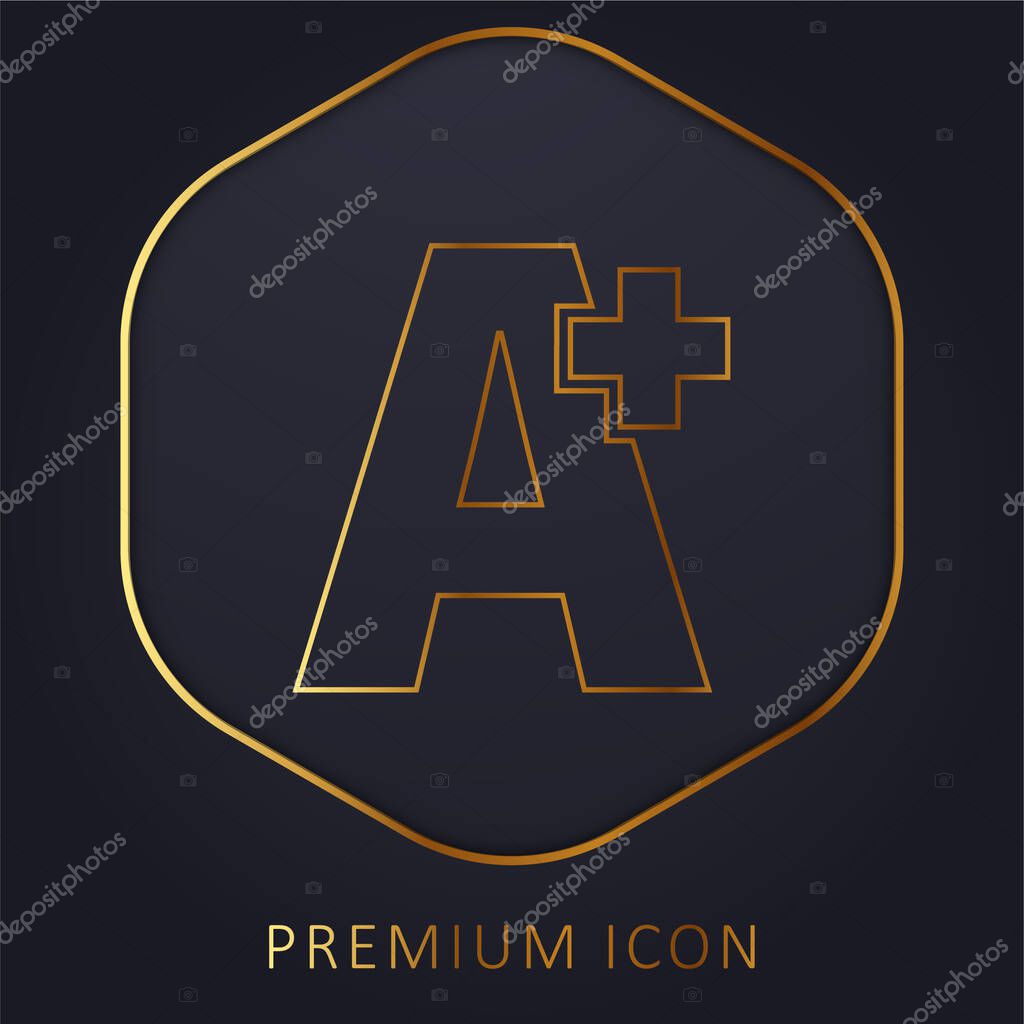 A Plus Symbol golden line premium logo or icon