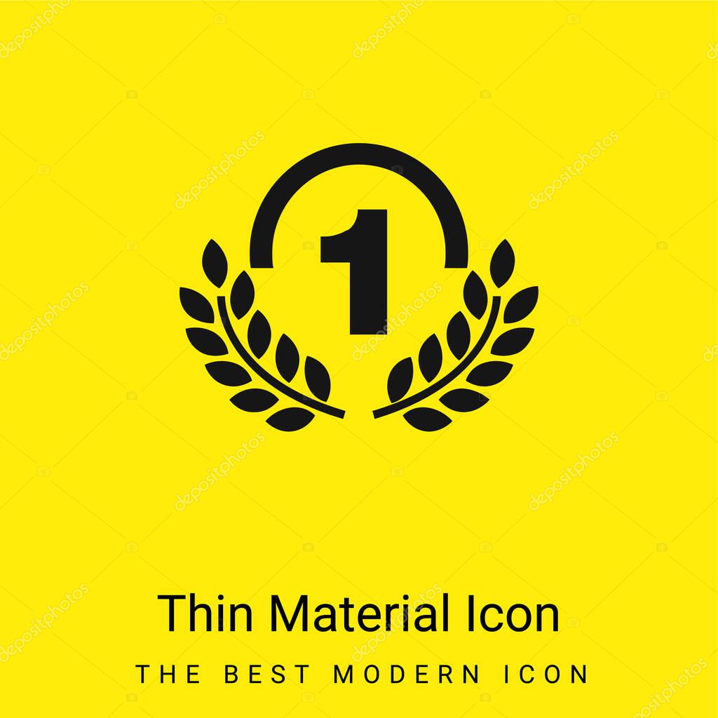Award Medal Of Number One With Olive Branches minimal bright yellow material icon