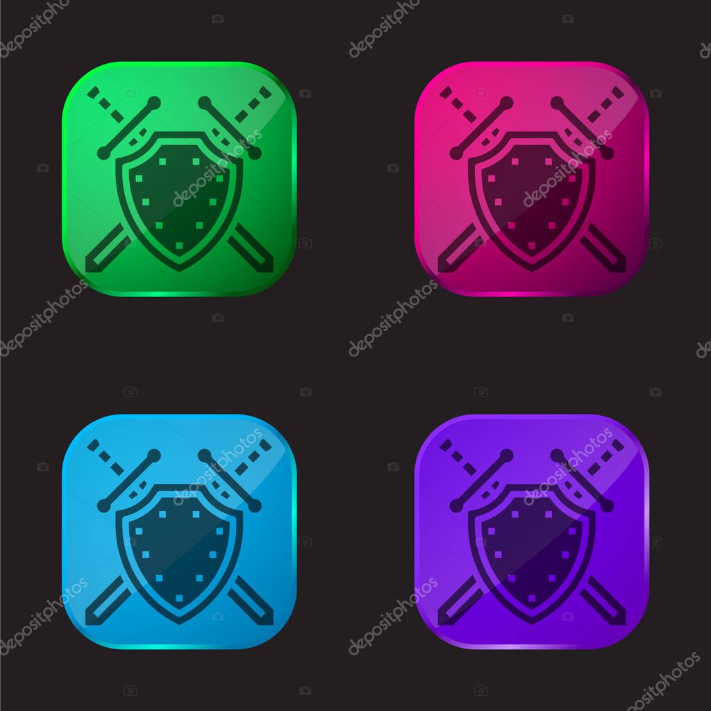 Antivirus four color glass button icon