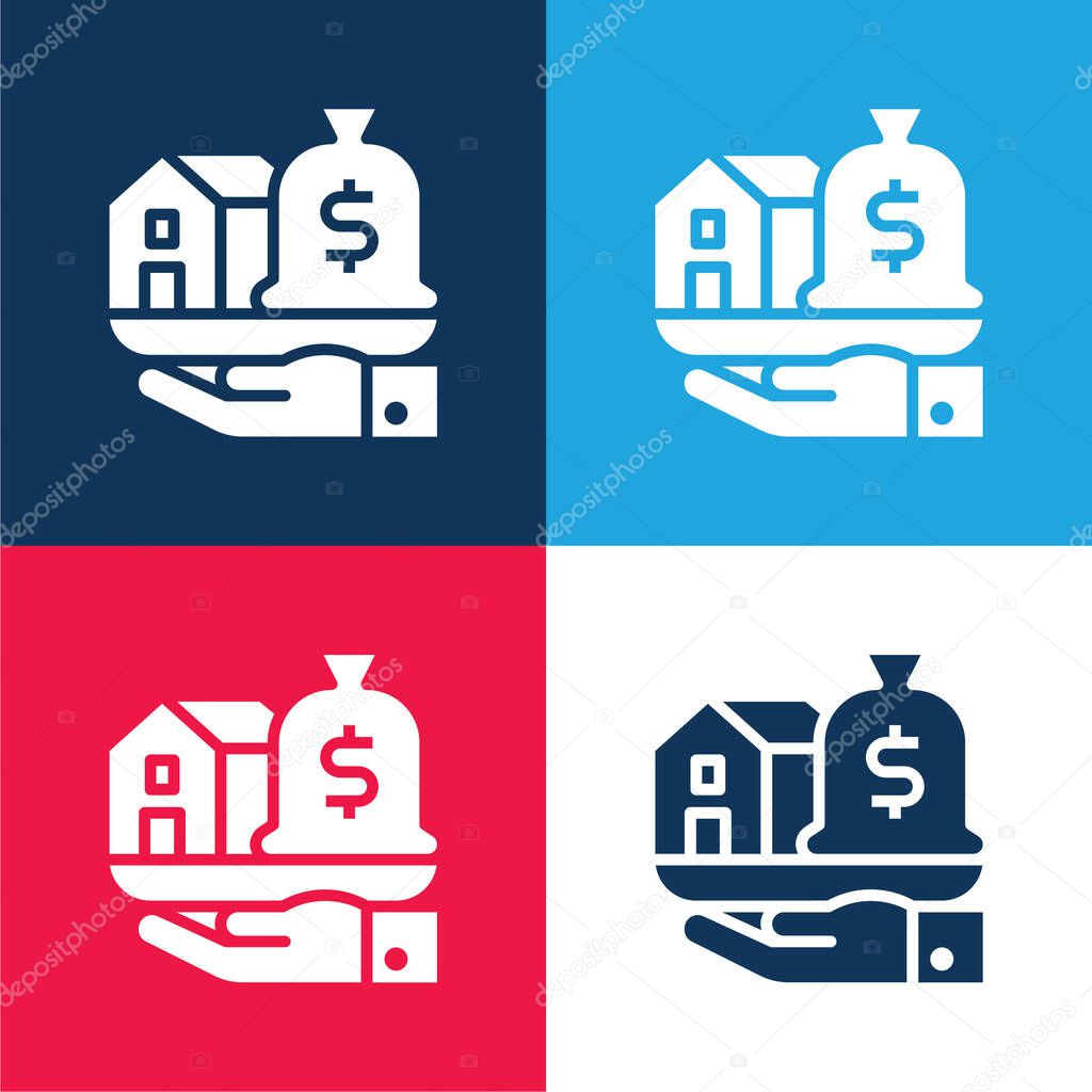Asset blue and red four color minimal icon set