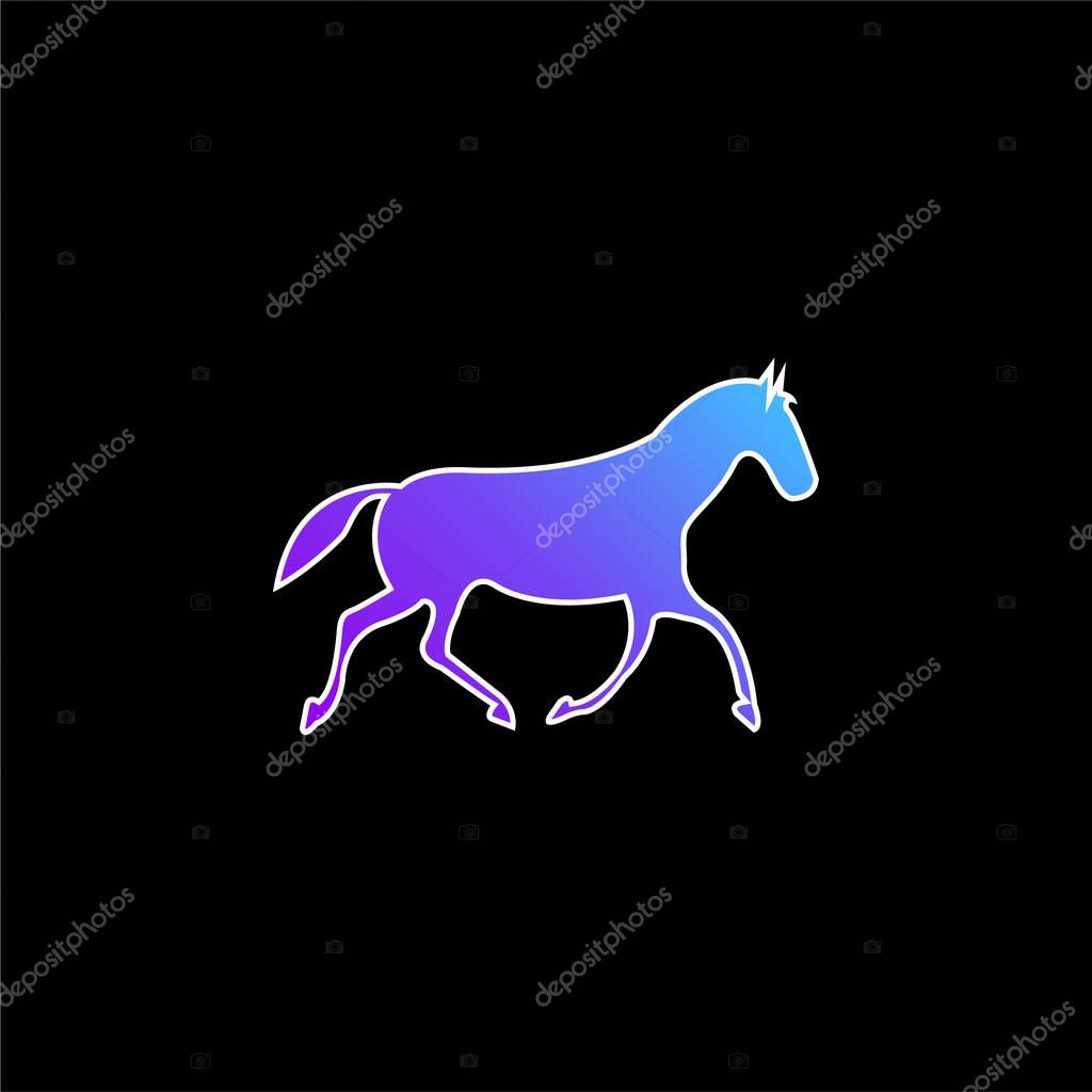 Black Race Horse Walking Pose blue gradient vector icon