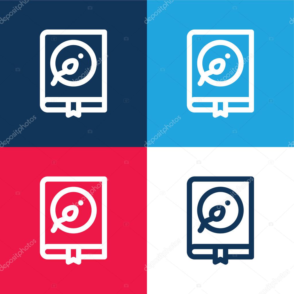 Book blue and red four color minimal icon set