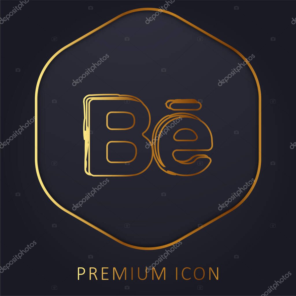 Behance Sketched Social Logo golden line premium logo or icon