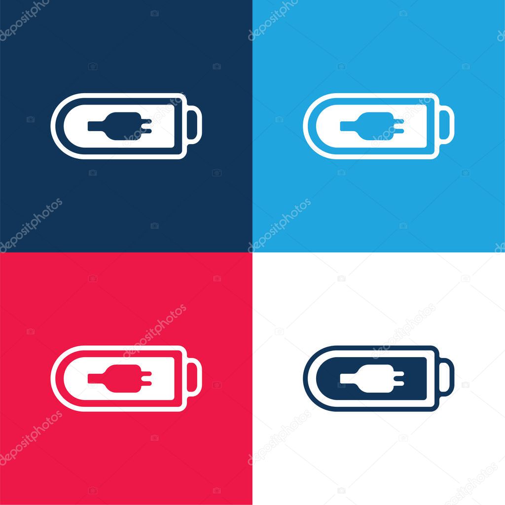 Battery Empty Symbol blue and red four color minimal icon set