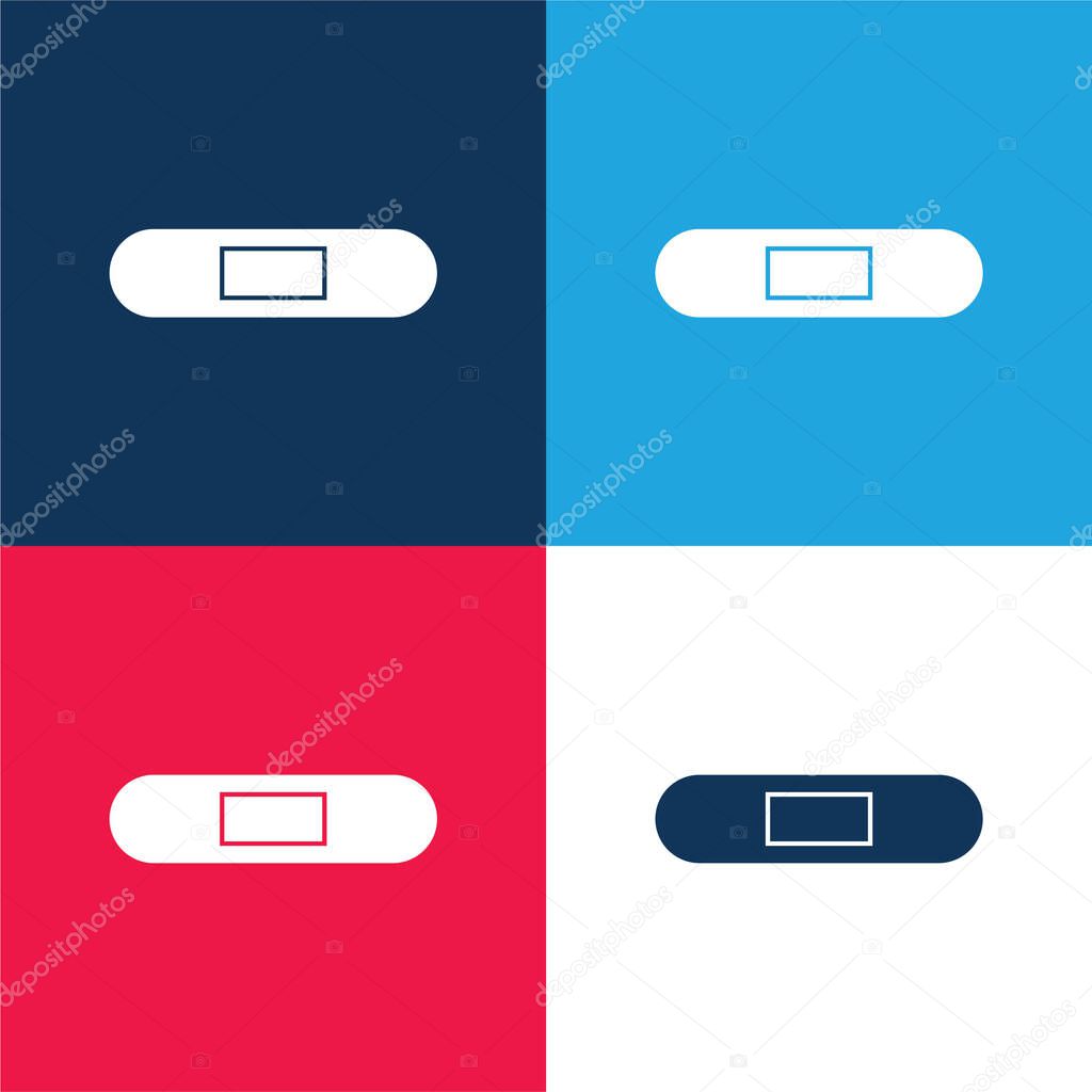 Band Aid Silhouette With White Details blue and red four color minimal icon set