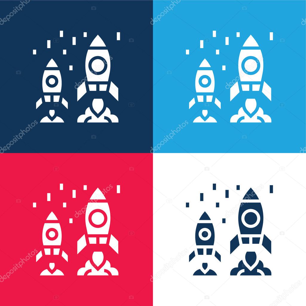 Advantage blue and red four color minimal icon set