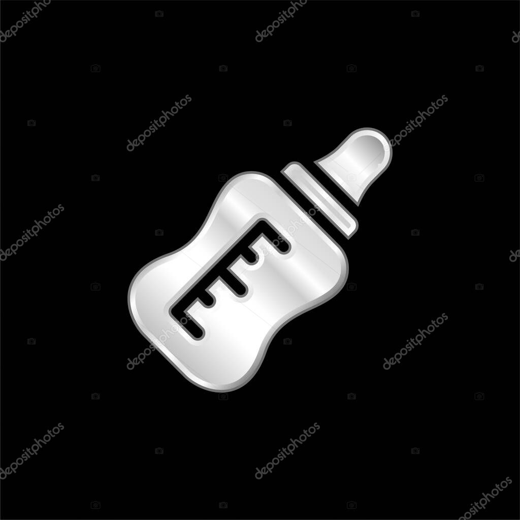 Baby Bottle silver plated metallic icon