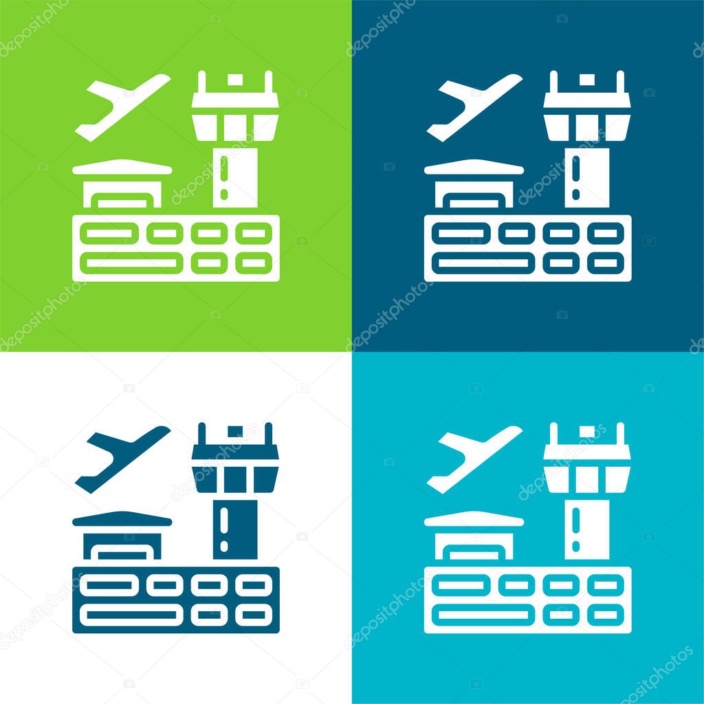 Airport Flat four color minimal icon set