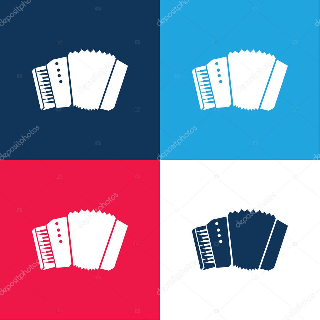 Accordion Silhouette With White Details blue and red four color minimal icon set