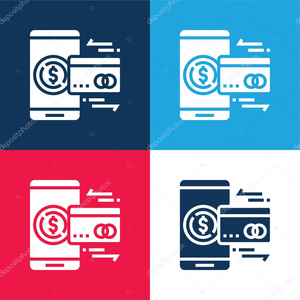 Account blue and red four color minimal icon set