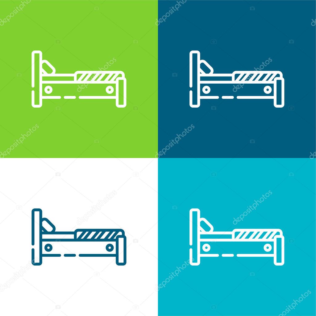 Bed Flat four color minimal icon set