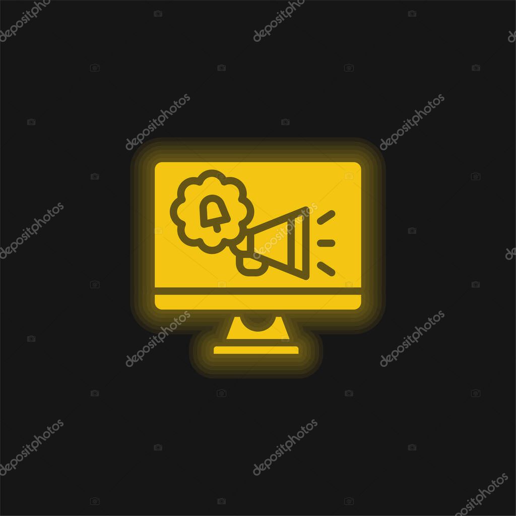 Advertising yellow glowing neon icon