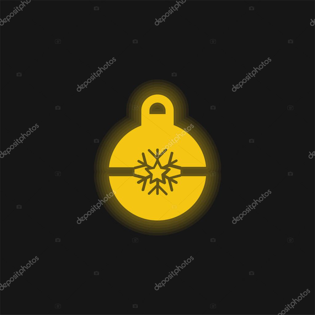 Bauble yellow glowing neon icon