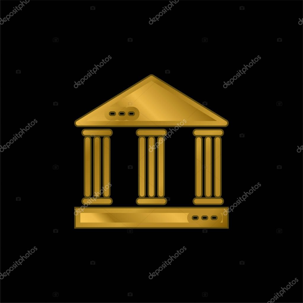 Bank gold plated metalic icon or logo vector
