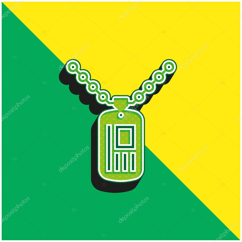 Army Dog Tag Green and yellow modern 3d vector icon logo