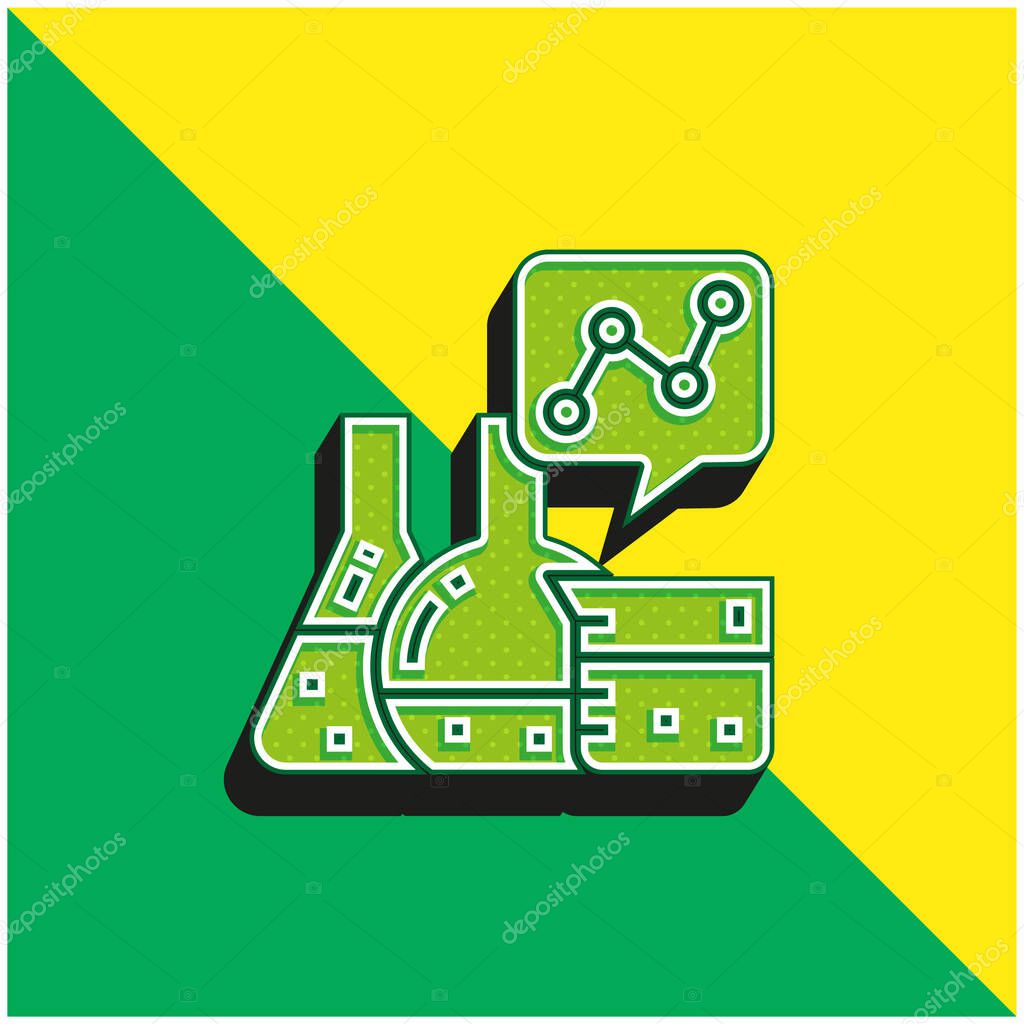 Analytics Green and yellow modern 3d vector icon logo