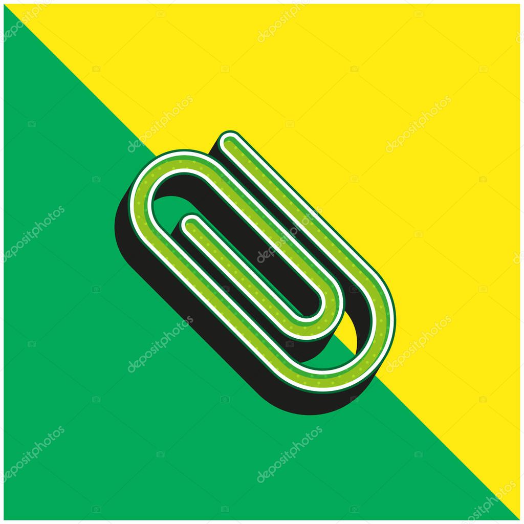 Attach Paperclip Diagonal Symbol Green and yellow modern 3d vector icon logo