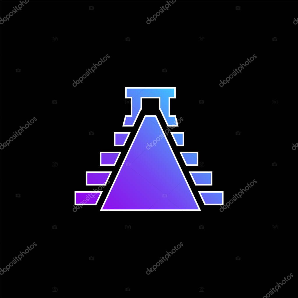 Ancient Mexico Pyramid Shape blue gradient vector icon