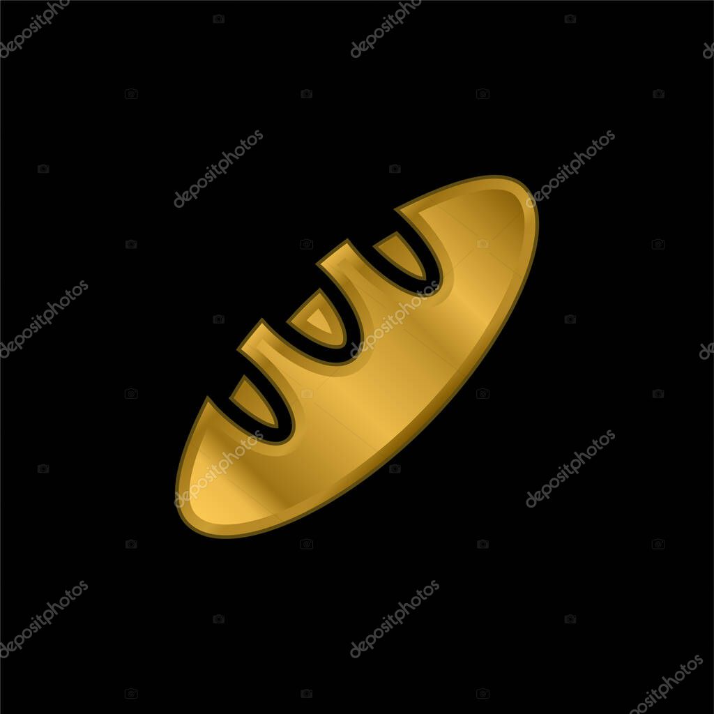 Bread gold plated metalic icon or logo vector