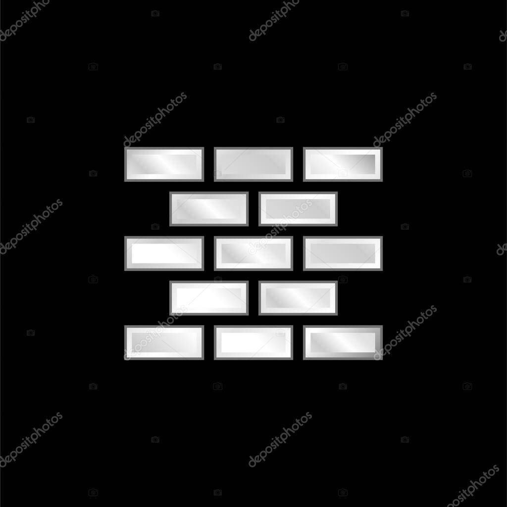 Brick Wall silver plated metallic icon