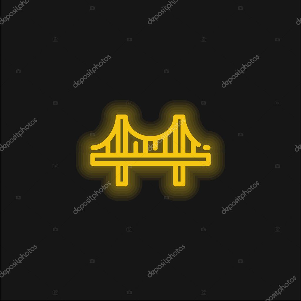 Bridge yellow glowing neon icon