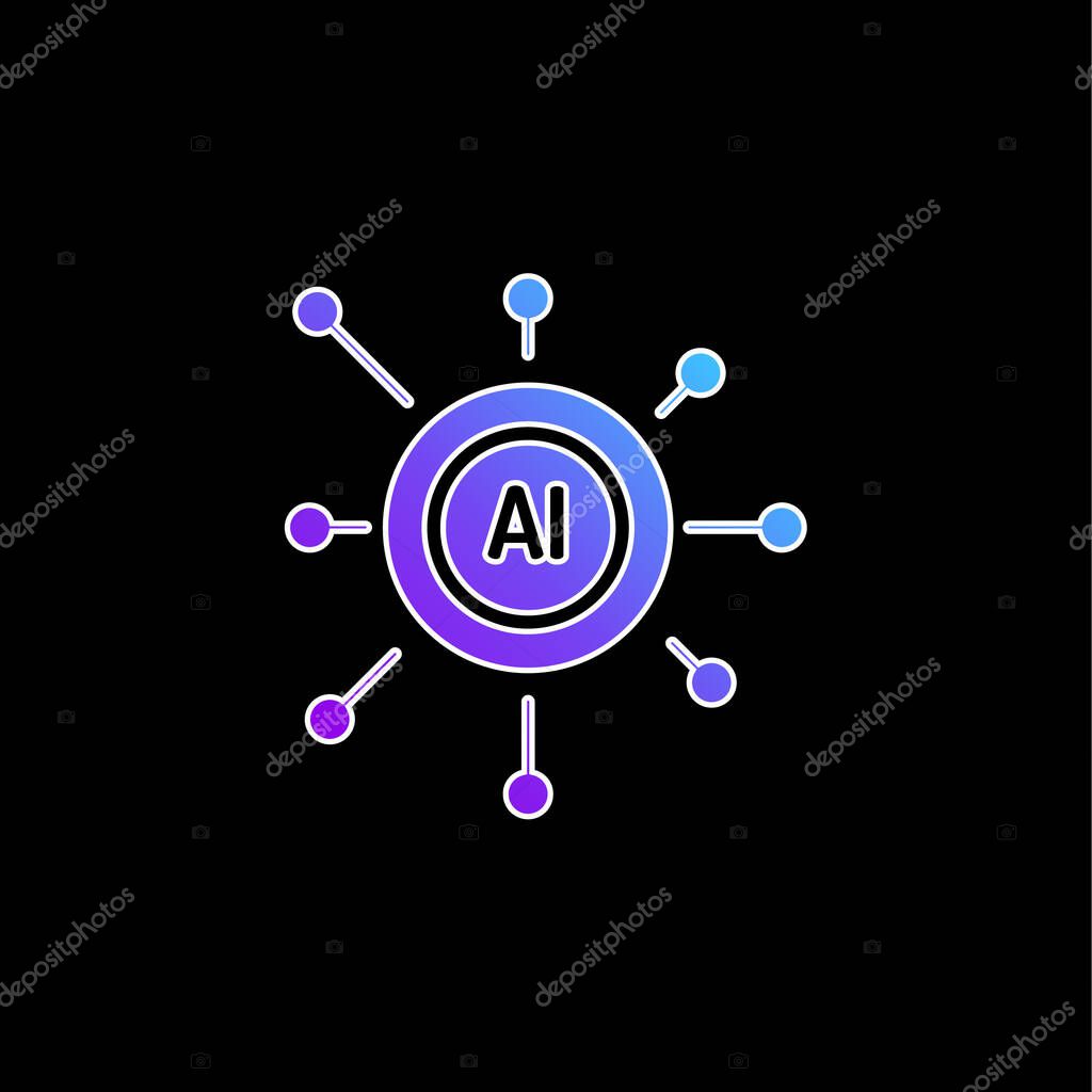 Artificial Intelligence blue gradient vector icon