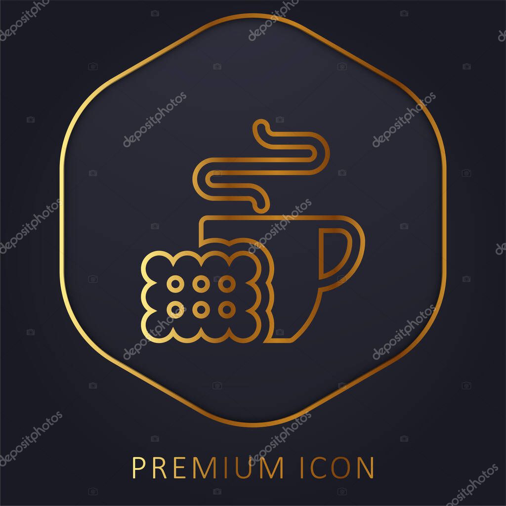 Breakfast golden line premium logo or icon