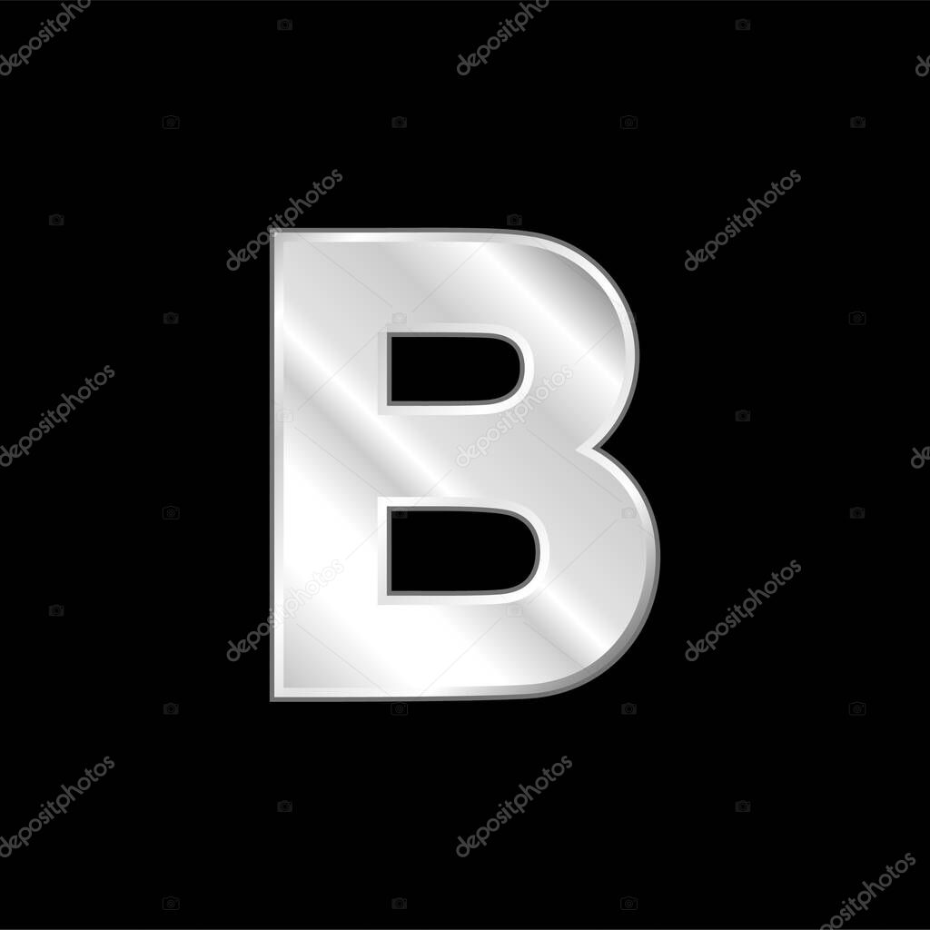 B silver plated metallic icon