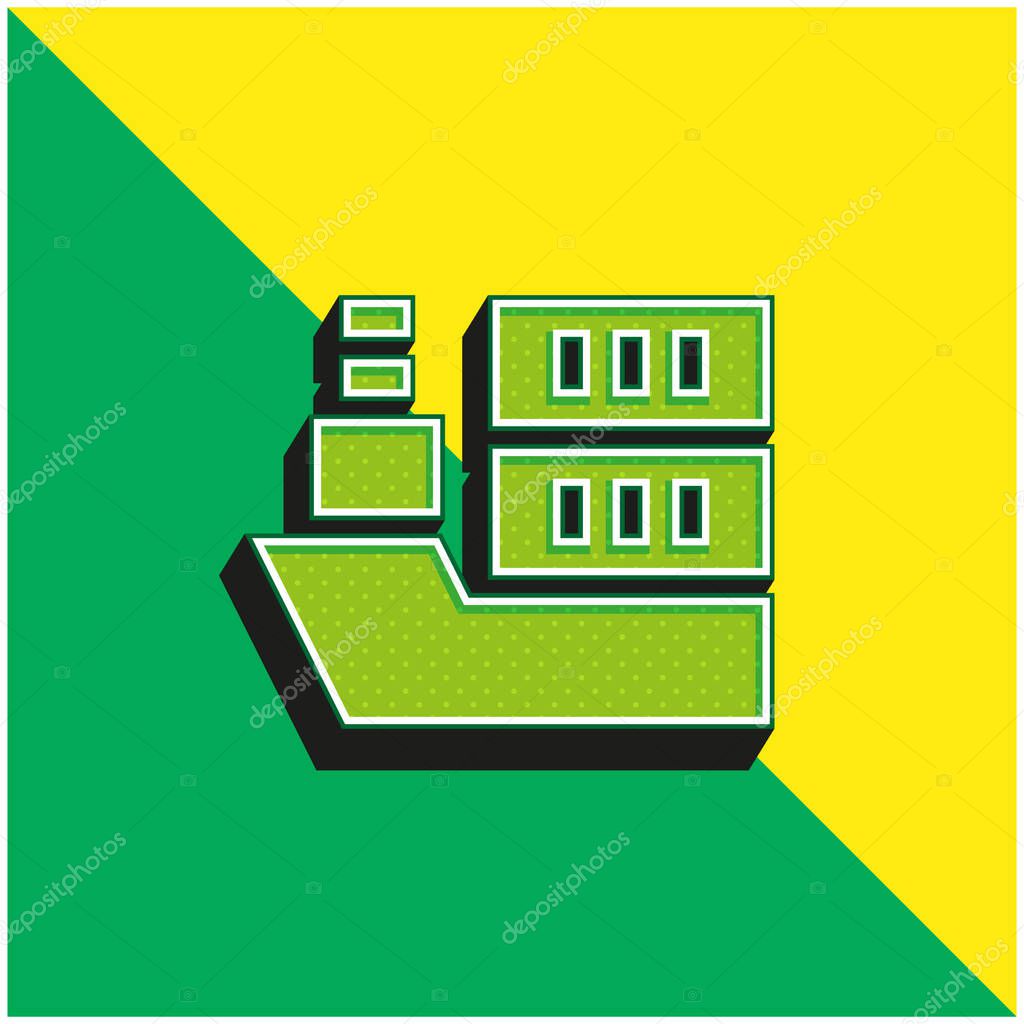 Boat Green and yellow modern 3d vector icon logo