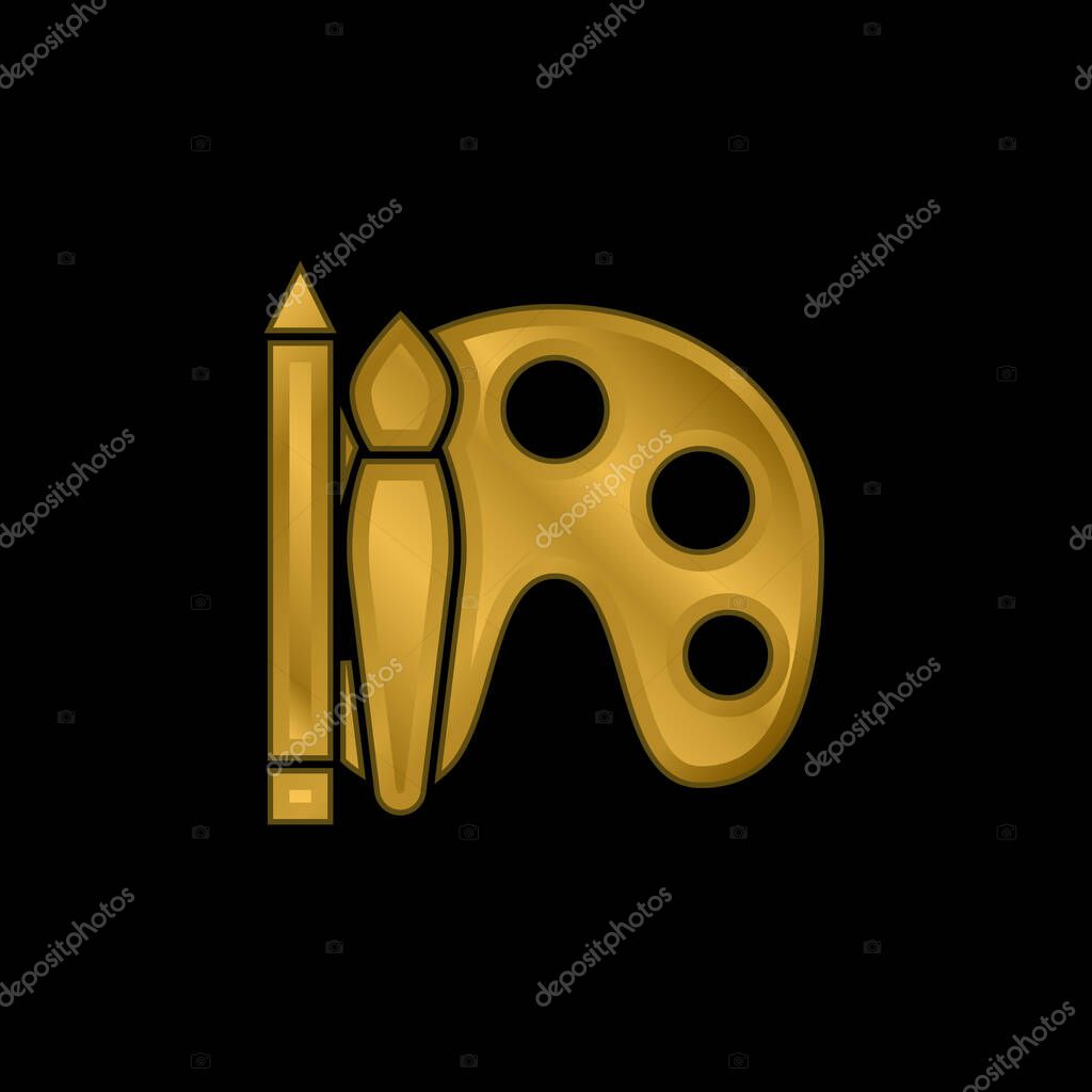 Art gold plated metalic icon or logo vector
