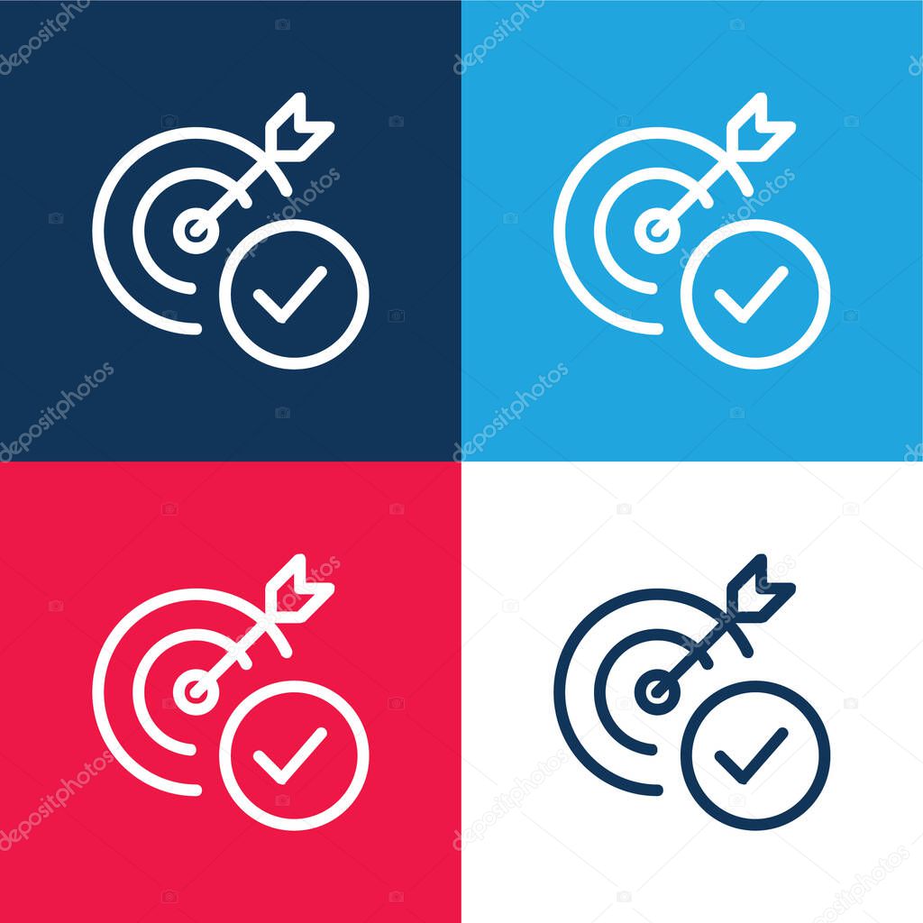 Aim blue and red four color minimal icon set