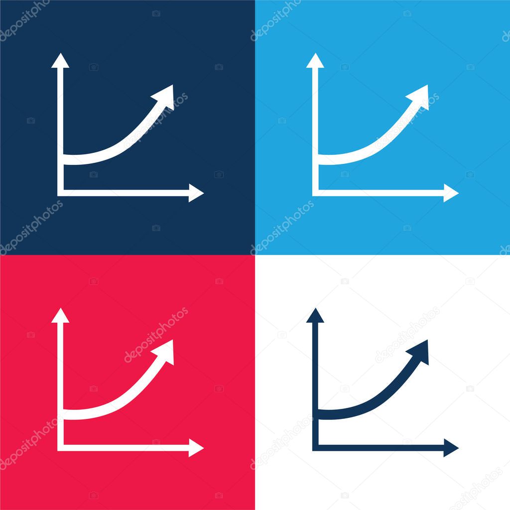 Ascending Arrow Line Graphic blue and red four color minimal icon set