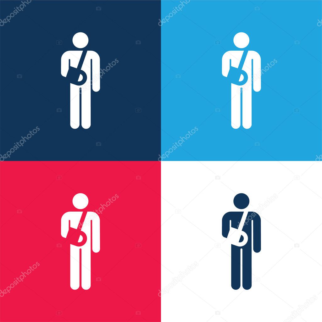Accident blue and red four color minimal icon set