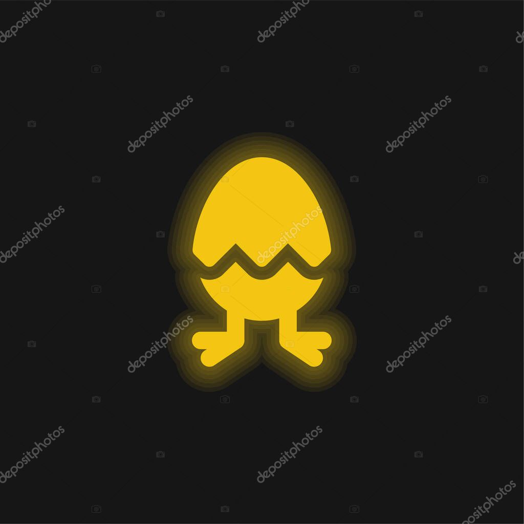Birth yellow glowing neon icon