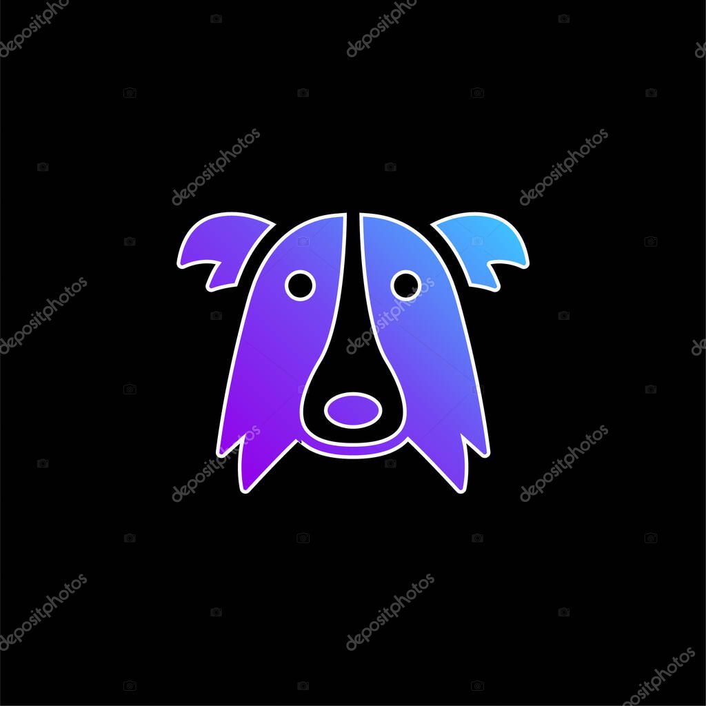 Border Collie Dog Head blue gradient vector icon