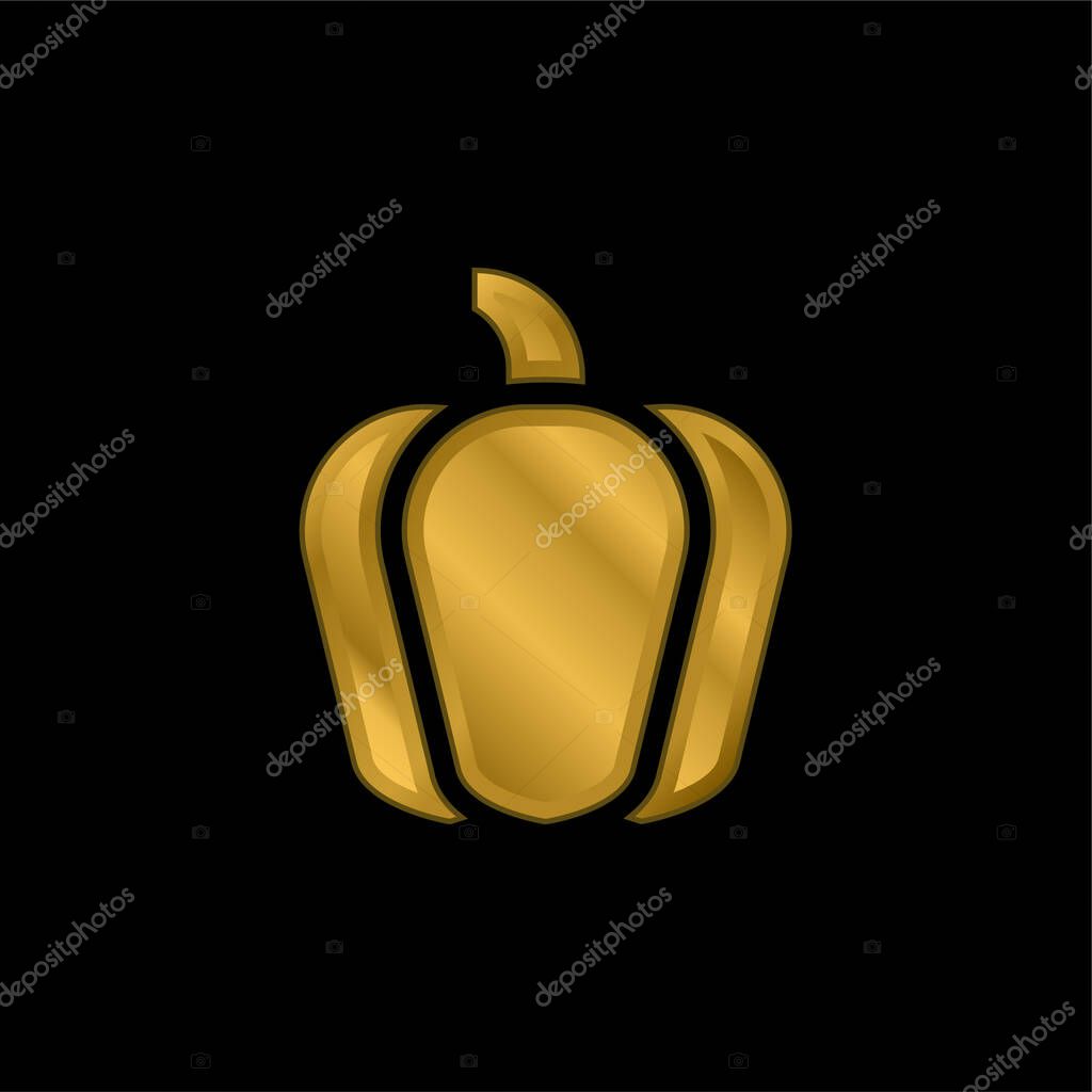 Bell Pepper gold plated metalic icon or logo vector