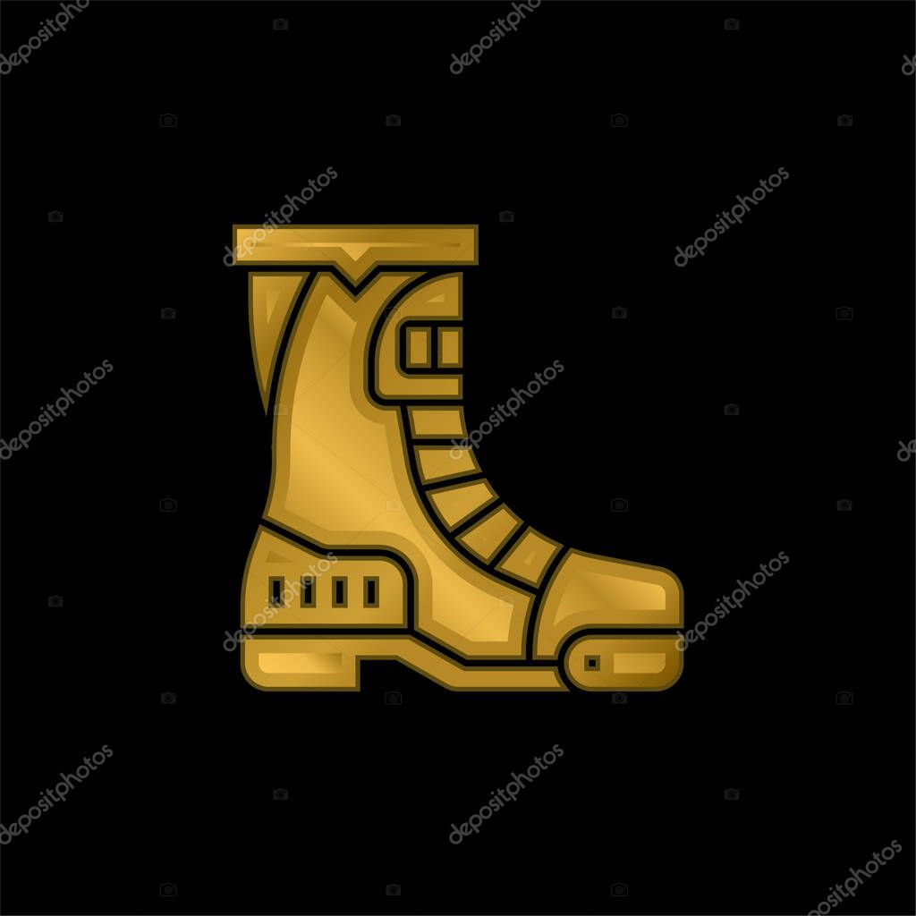 Boots gold plated metalic icon or logo vector