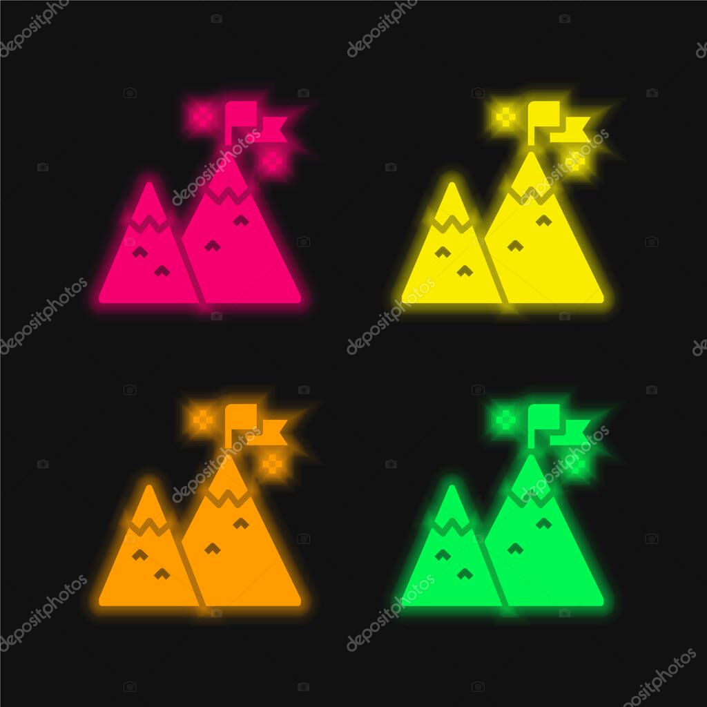 Achievement four color glowing neon vector icon