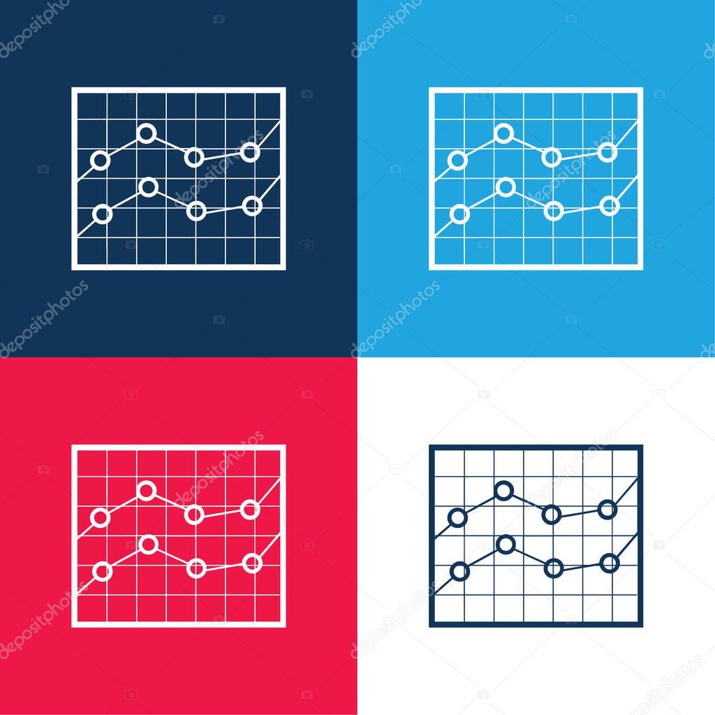 Boxed Line Stocks Graphic blue and red four color minimal icon set