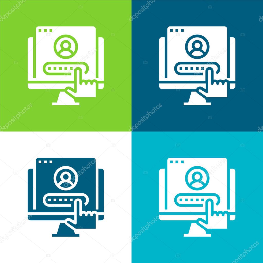 Account Flat four color minimal icon set