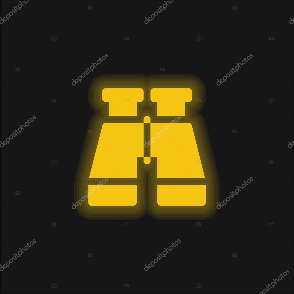 Binoculars yellow glowing neon icon