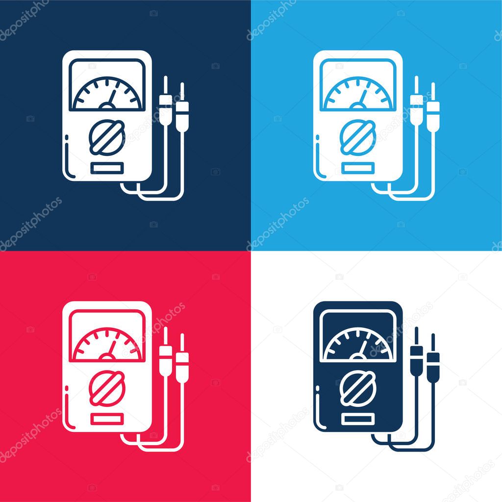 Ammeter blue and red four color minimal icon set